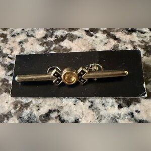 Vintage Gold Tie Bar with Black Accents